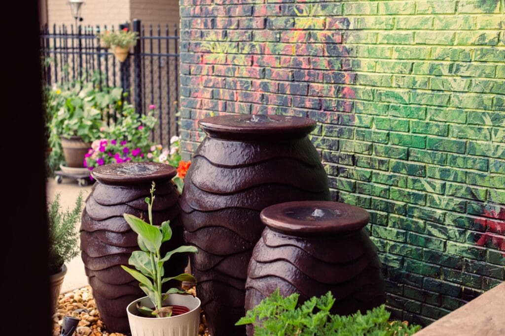 Triple urn fountain setup