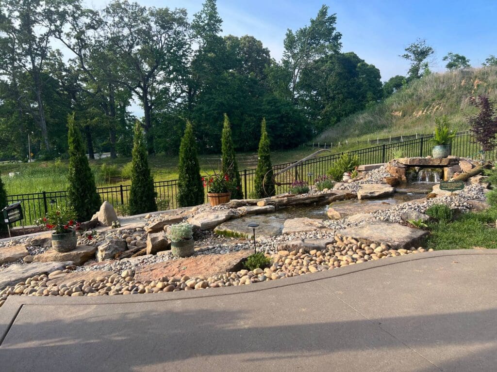 Medium pondless waterfall with meandering stream
